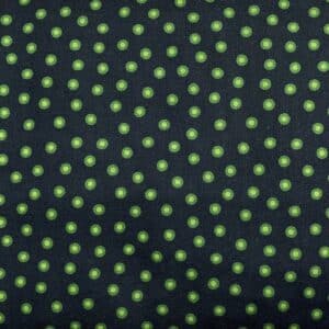 patchwork stof - sort med grønne prikker