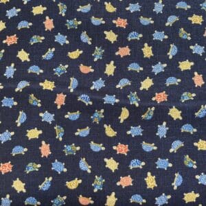 patchwork stof - japansk små skildpadder marineblå bund