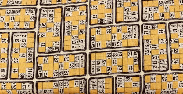 Patchwork stof - Gule bingo banko plader