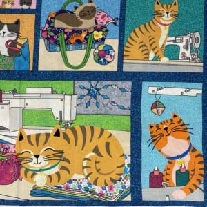 Motiver med katte og symaskiner - rapport på 0,65 m