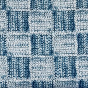 Cosy Knit - stof med strikket mønster i blå nuancer