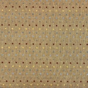 Tochio Yarn dyed, Vævet japansk stof, Dark sand, gylden med små blå og bordeaux små kvadrater